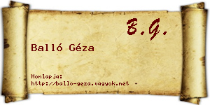 Balló Géza névjegykártya