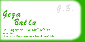 geza ballo business card